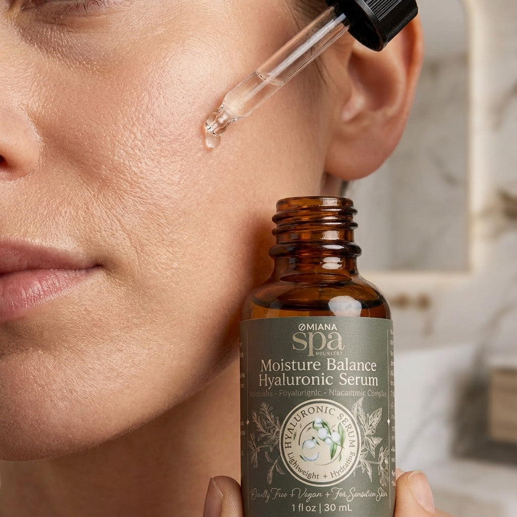 Omiana Natural Cosmetics Oil Moisture Balance Hyaluronic Serum – Lightweight, Hydrating Serum for Sensitive Skin